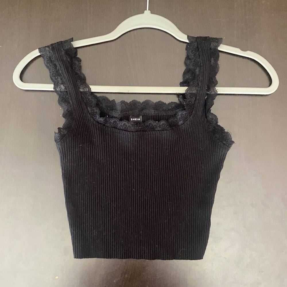 SHEIN black crop top with laced straps in size US 4 or small
